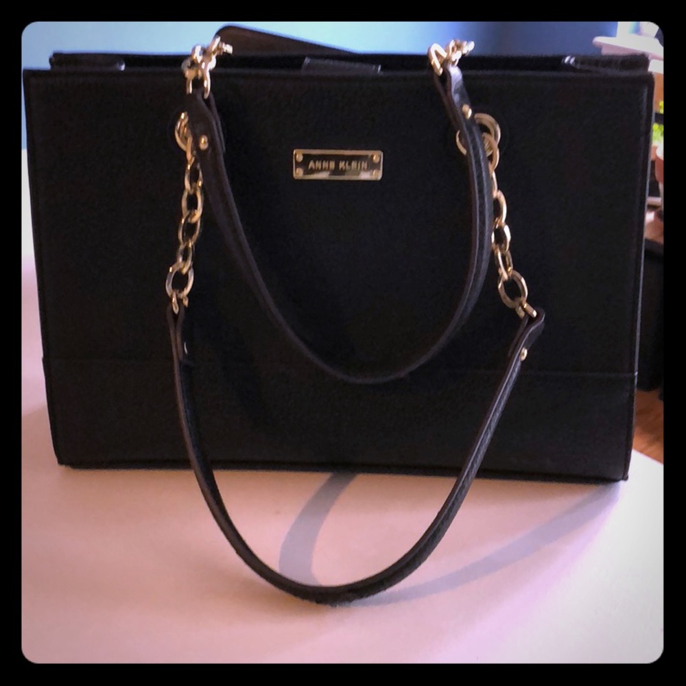 Anne Klein Black and Gold Handbag